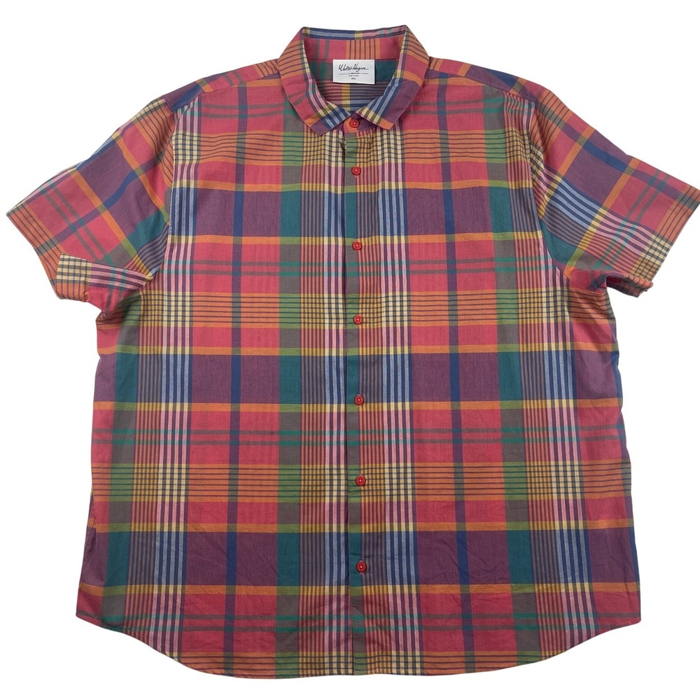 Walter Hagen Clubhouse Pastel Plaid Short Sleeve Button Up Shirt Men's XXL 00813